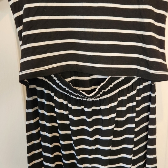 Market & Spruce Open Back Dress Black/White Striped Size Small - Picture 3 of 10